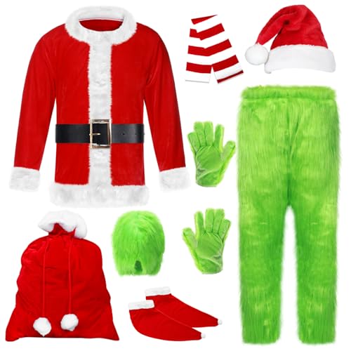 Harsever Costume de Noël en Peluche Verte (Vert, XXL)