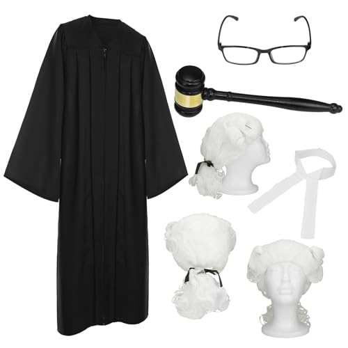 Xaztr Costume de Juge Adulte 5 Pièces, Déguisement Juge avec