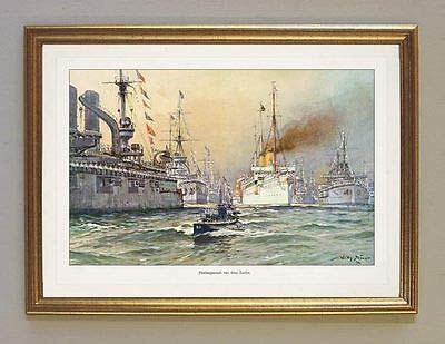 Reproduction encadrée de la flotte sur lempereur sur 1912 Wi
