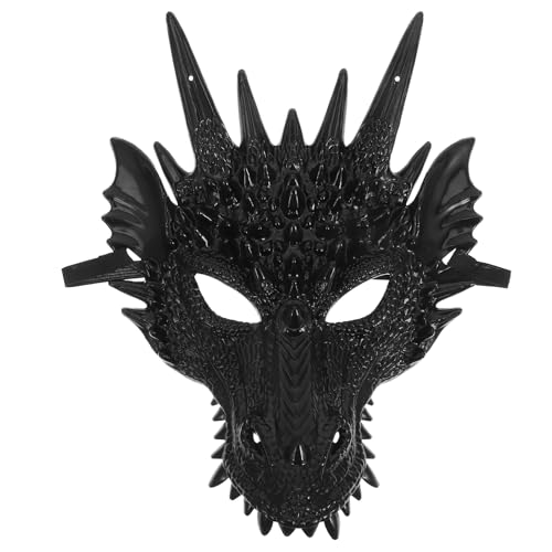 GLEAVI Masque de Dragon Réutilisable en Plastique Noir Confo