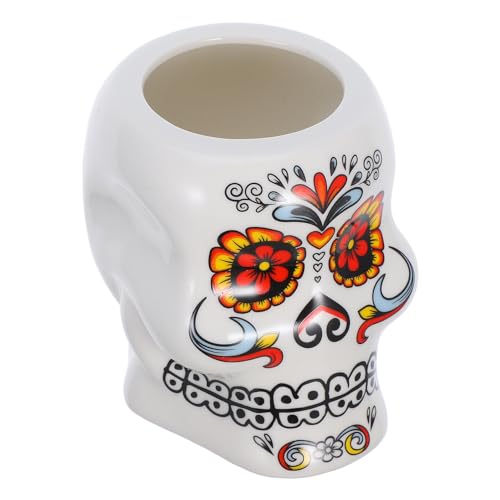 jojofuny Mug Tiki en Céramique Blanc Tête de Mort pour Cockt