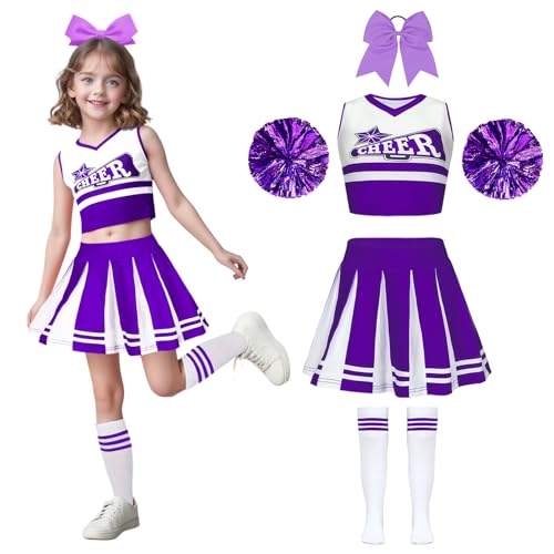 Wuzfully Costume de pom pom girl avec pompons et bandeau pou