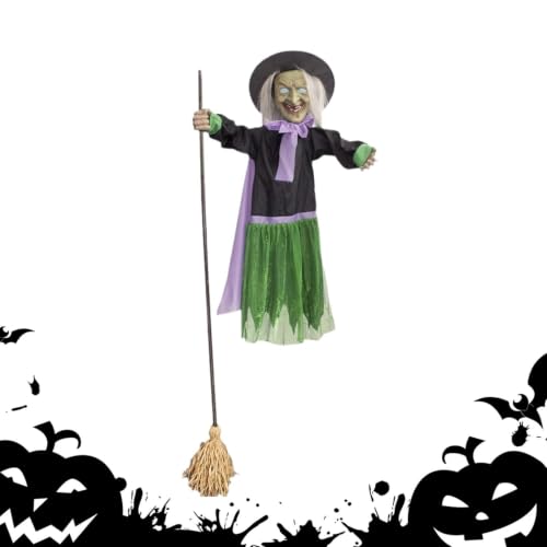 Sorcière dHalloween 1,83 m animée réaliste décoration dHallo