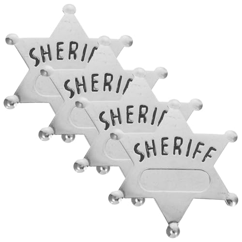 Warmhm 4 pièces Badge de Shérif Étoile à Six Pointes Alliage
