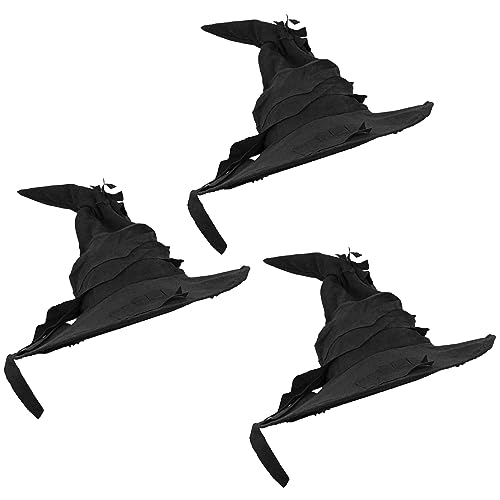 Lot de 3 chapeaux de sorcière noirs de sorcière pour lécole,
