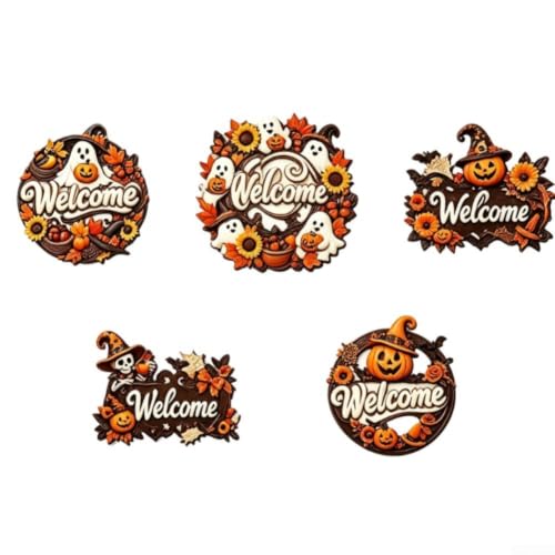 Panneau de porte en bois pour Halloween avec clochette 30 cm