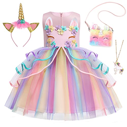 Emin Robe Licorne Enfant Fille Deguisement de Princesse Lico