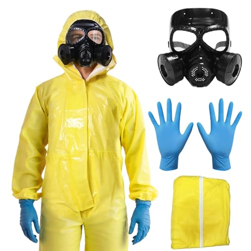 Moerstar Costume dHalloween Hazmat, combinaison jaune à capu