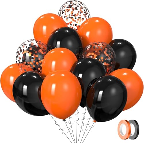 SKYIOL de 60 ballons noirs et orange en latex noir mat de 30