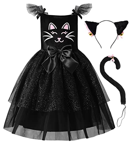 ReliBeauty Déguisement Chat Noir Enfant Fille Halloween Cost