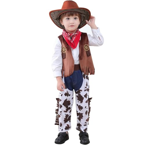 VIYUANH 4 PC Deguisement Costume de Cowboy avec Bandana Roug