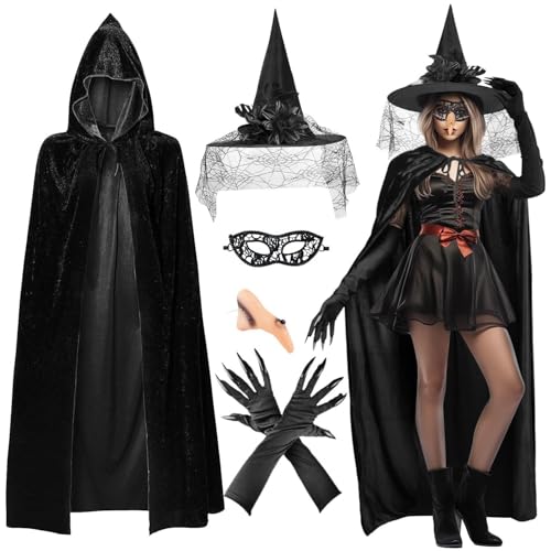 iZoeL Deguisement Sorciere Femme Cape Femme Costume Sorciere