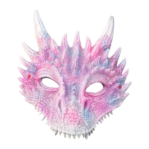 Masque Tête de Dragon Rose 3D