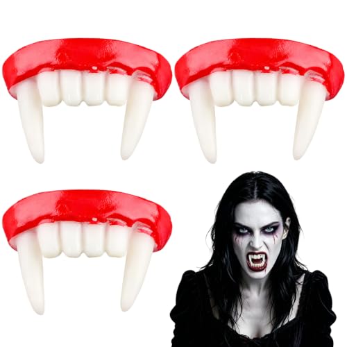 TEHJAM 3 Pièces Réutilisables de Vampire,Fausses Dents Hallo