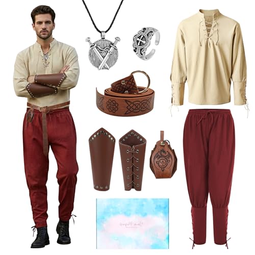 Costume Medieval Homme, Costume Renaissance avec Chemise Pan