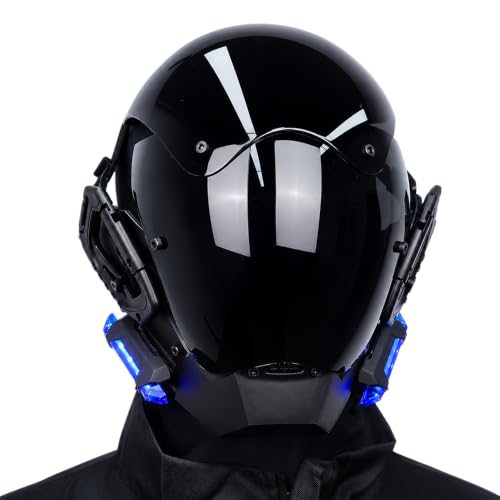 Afenau Masque cyberpunk LED, masque punk pour homme, masques