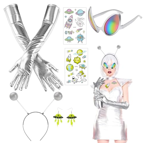 MUNSKT 6 Pièces Deguisement Alien Costume dAlien pour Femme 