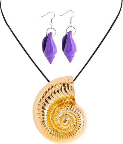 Collier Coquillage Or en Boucles Doreilles Violet Femme Dété