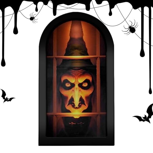Miroir holographique sorcière dHalloween - 19,2 x 33,9 cm - 
