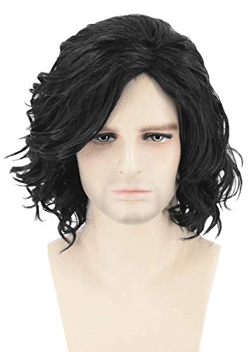 Topcosplay Perruque, Noir Perruque Courte Frisé pour Homme, 