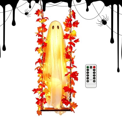Hanging Swinging Ghost Halloween Decor, 3.94ft Large Spooky 