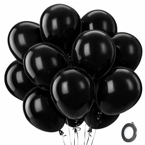 QIFU Ballons Noir - 100 Pièces Ballons Anniversaire Noir Mat