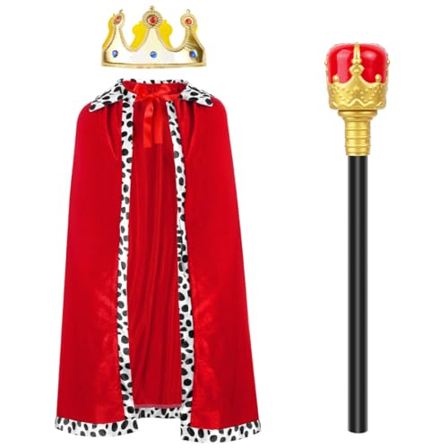 O-Kinee Costume de Roi 3 Pièces pour Adulte,Déguisements Adu