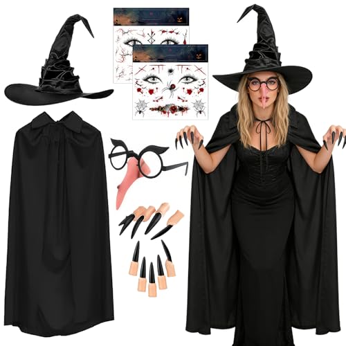 Axinyijia 7 Pièces Carnaval Deguisement Sorciere Femme Costu