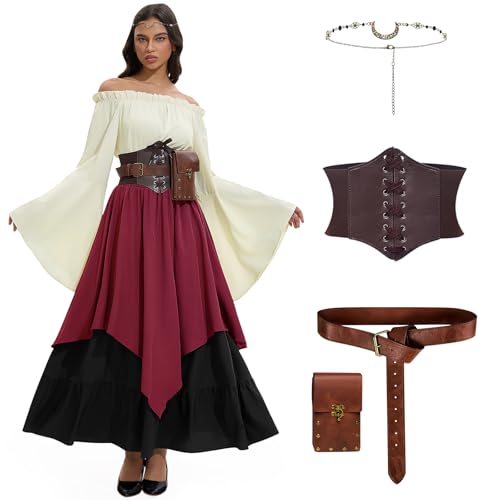 LumenVela Robe Médiévale Femme, Robe Renaissance Femme avec 