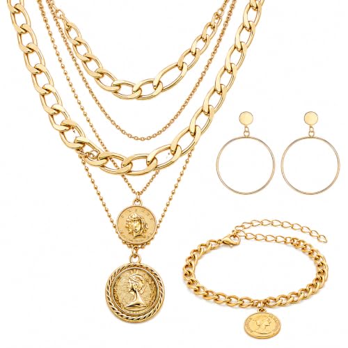 Parure Pirate Dorée 4 Pièces -Bijoux Halloween Femme Avec Co