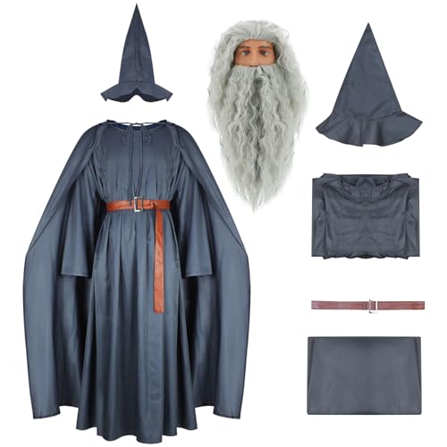 AYYOHON Robe Gandalf pour adulte avec perruque Mithrandir Se