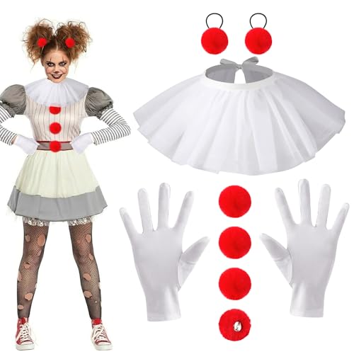 Lot de 4 accessoires de clown pour femmes, col de clown à vo