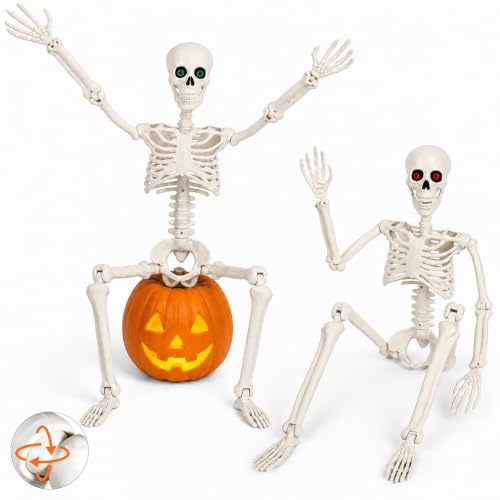 daboot Lot de 2 squelettes de décoration dHalloween avec yeu