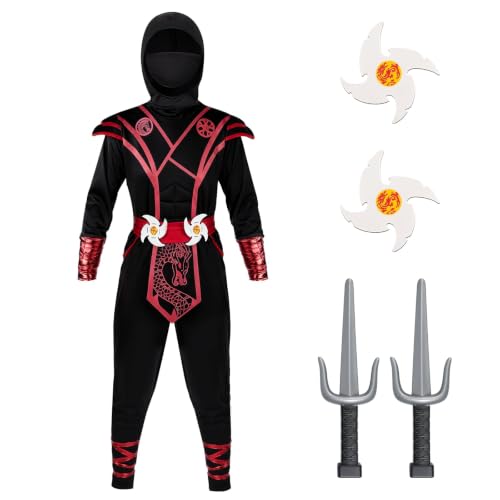BSBUY Déguisement Ninja pour Enfants, Ensemble de Costumes d