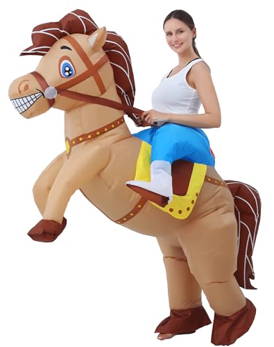 JOYBRO Costume Gonflable Cowboy à Cheval pour Adultes, Dégui