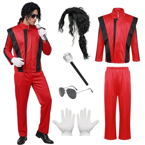 Antsparty Déguisement Pop Costume Veste et Pantalon Rouge Ha