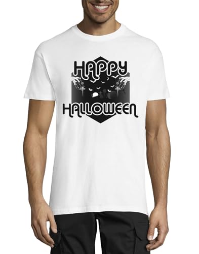 Happy Halloween Zombies Rising Graphic Crew Neck Cotton T-Sh