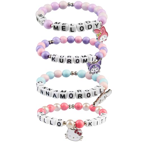 Hello Kitty Sanrio Bracelets Fille Lot de 4, Cinnamoroll Kur