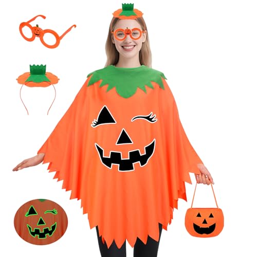SelfTek Costume de Citrouille pour Femme - 4 Pièces Deguisem