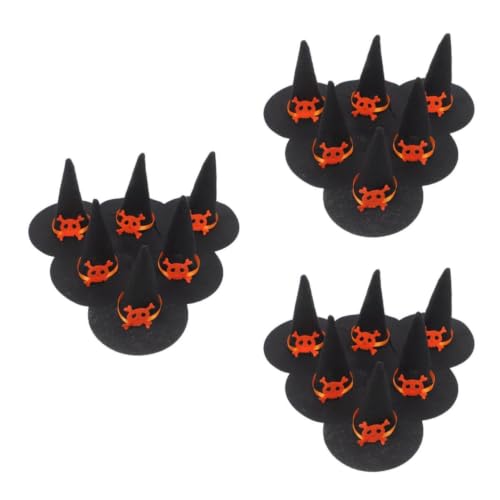 SEWACC 18 Pcs Mini Chapeau de Sorcière Noir en Feutre pour D
