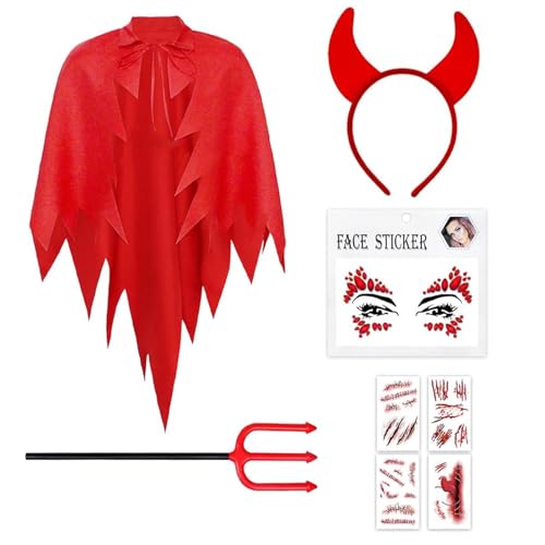 MFCGHXR Déguisement Diable Femme Complet avec Cape Rouge, Co