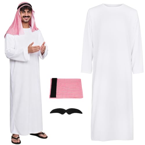 BSBUY Costume de Cheikh Arabe, 3PCS Deguisement de Cheik Ara