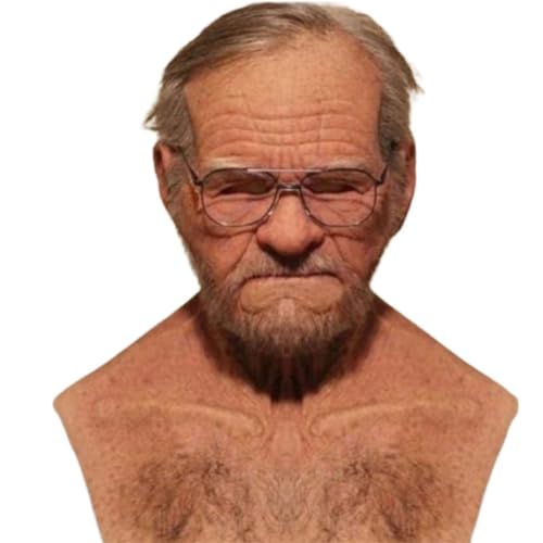 Lempefe Vieux homme réaliste latex effrayant vieux homme mas