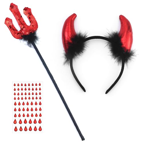 Cornes de diable dHalloween et trident, costume de diable po