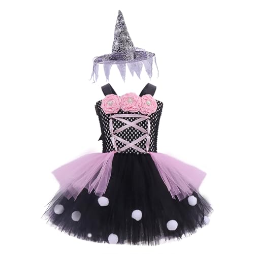 Déguisement Sorcière Enfant Noir Rose