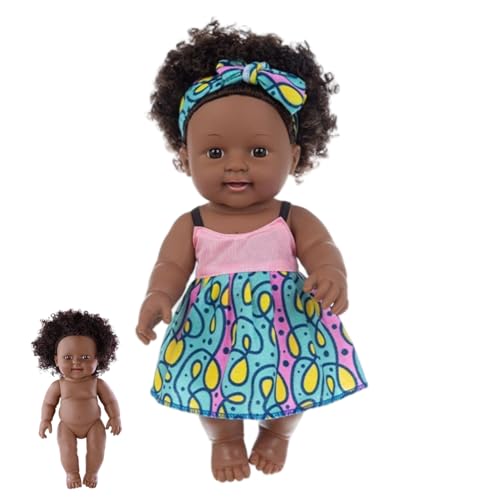 Faticenic Poupées Noires de 12 Pouces, Cheveux bouclés, poup