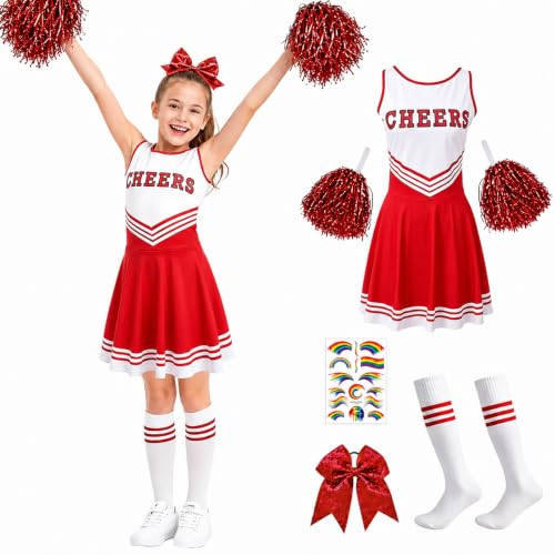 yolzhxe Déguisement Pompom Girl Enfant, 150 cm Costume Pompo