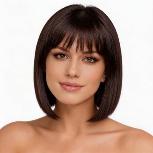 Perruque Bob Brun Foncé 11 Pouces Femme – Perruque Courte Li