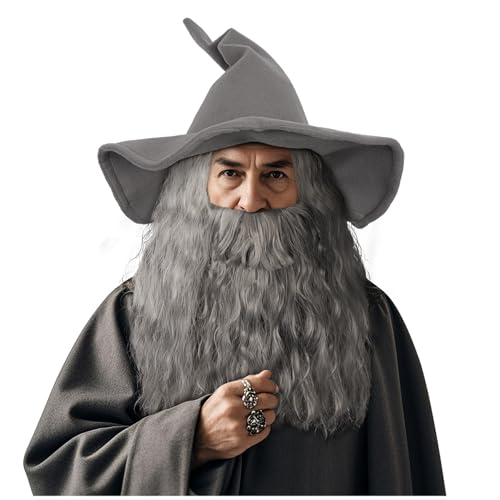 keland Chapeau de magicien pour adulte - Barbe Gandalf et pe