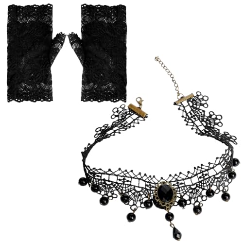 CYUXING 2 Pcs Ensemble Accessoires Goth Noir - Collier Ras D